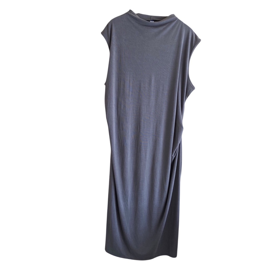 Old Navy Rib Knit Midi Dress Gray Sleeveless Ruched Side 3X Plus 2024 - Picture 14 of 14